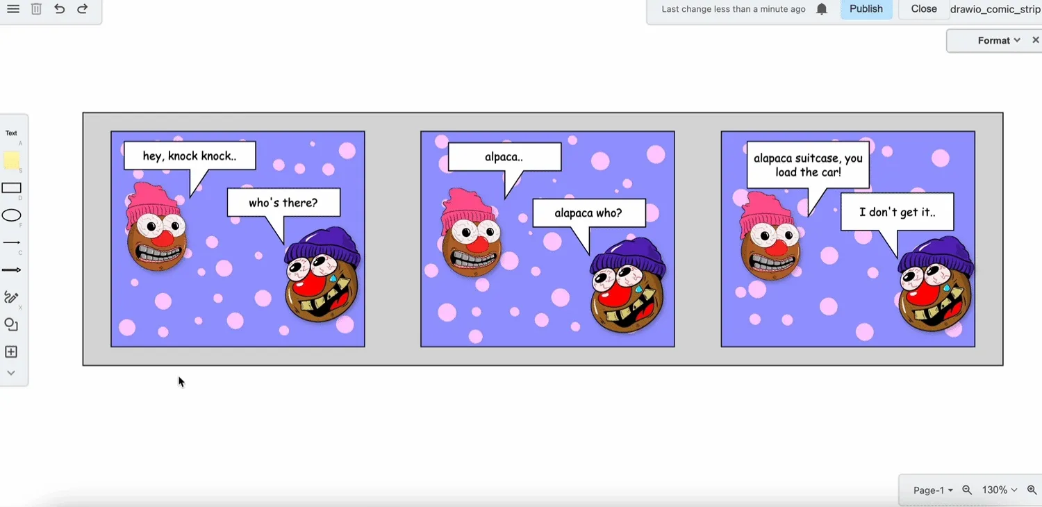 drawio comic strip annotate freehand