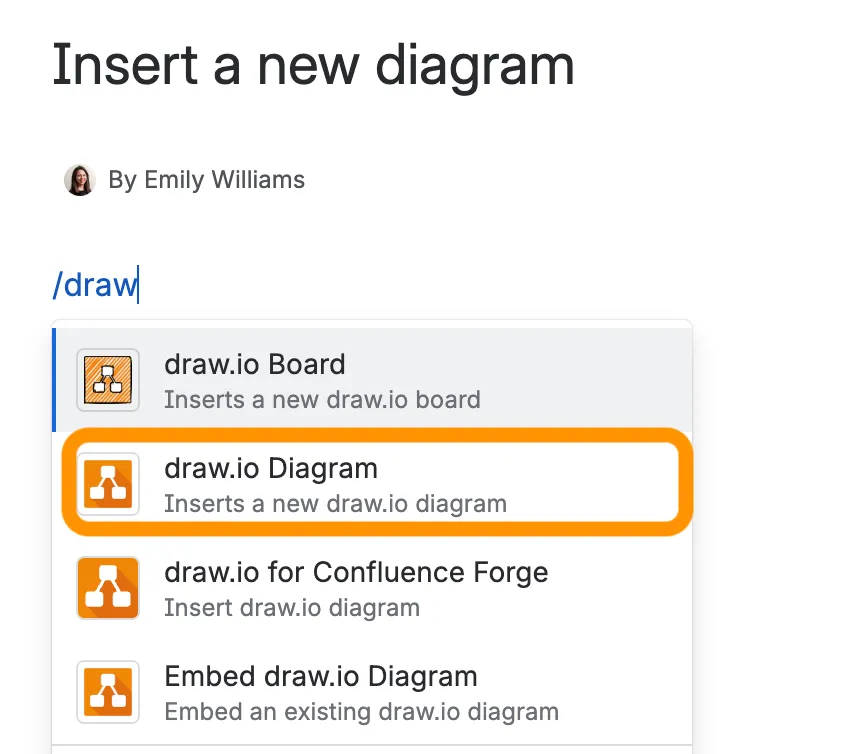 drawio confluence insert new diagram