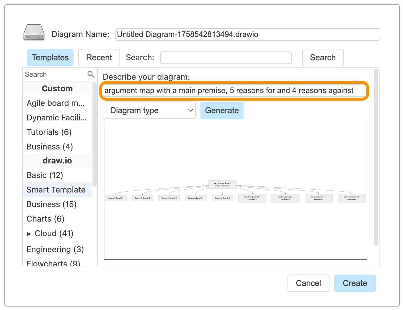 drawio smart template prompt