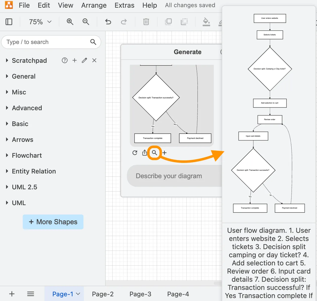 Vorschau des generierten Diagramms im Generate-Tool