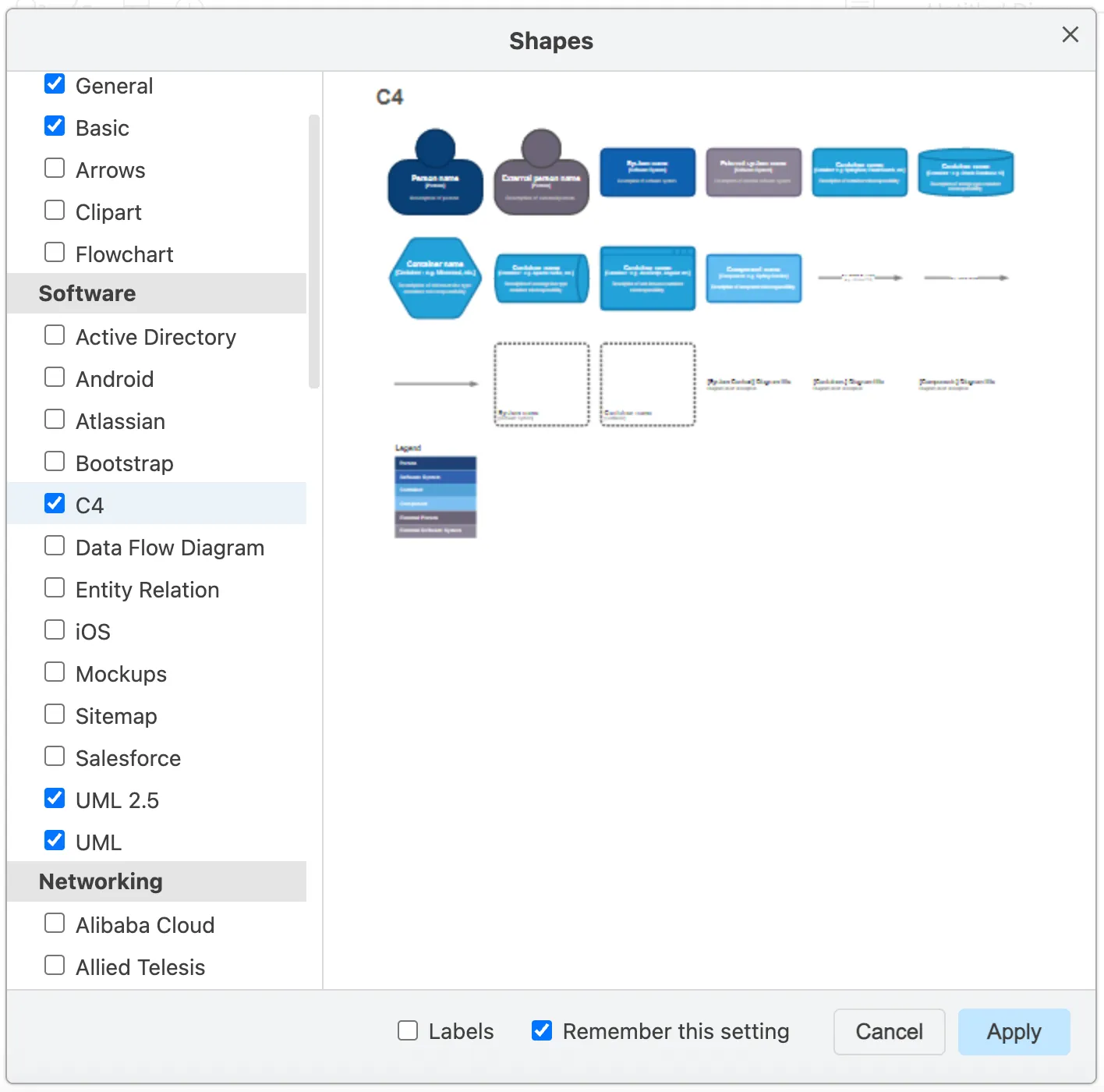 C4 Shape Library in draw.io