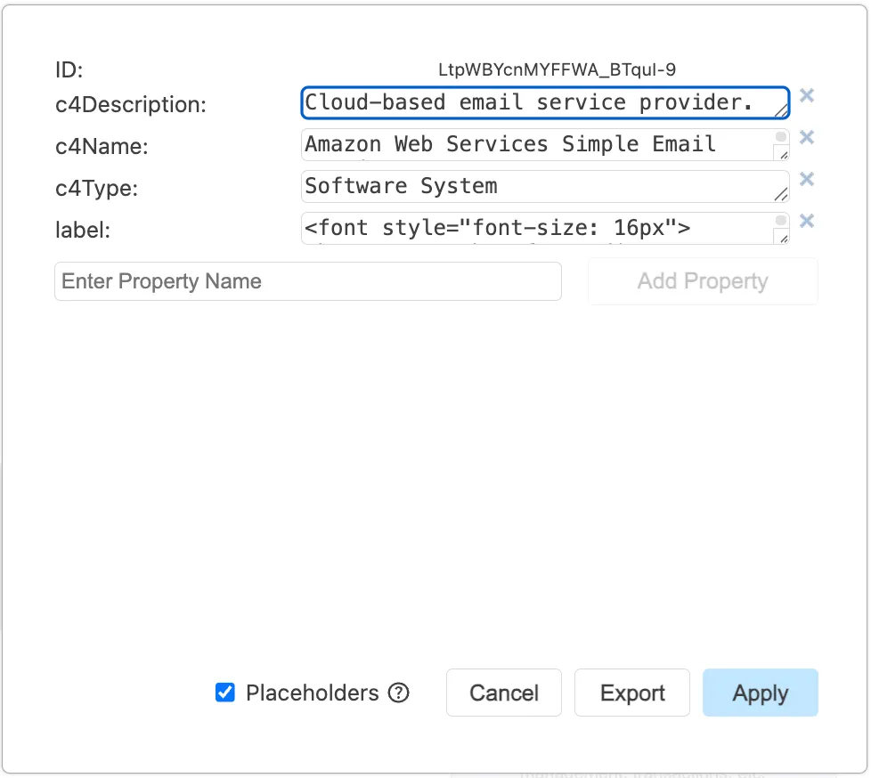 Metadaten eines C4-Shapes in draw.io