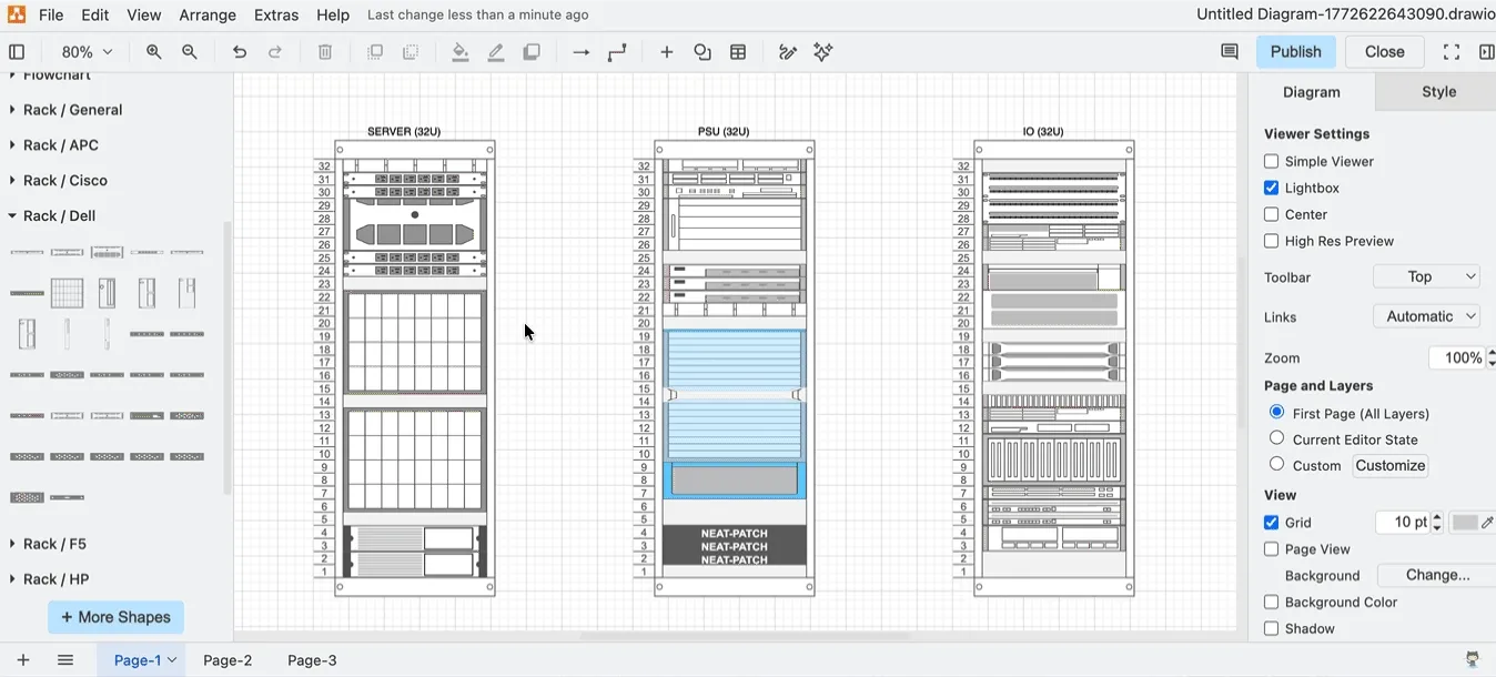 Rack-Shape in draw.io beschriften
