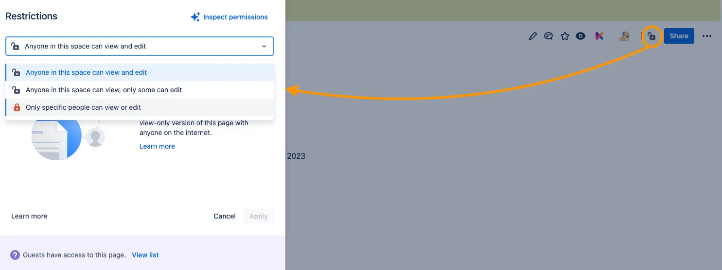 Abb. 4 draw.io in Confluence und Jira - Kontrolle darüber, wer welche Bearbeitungsrechte hat