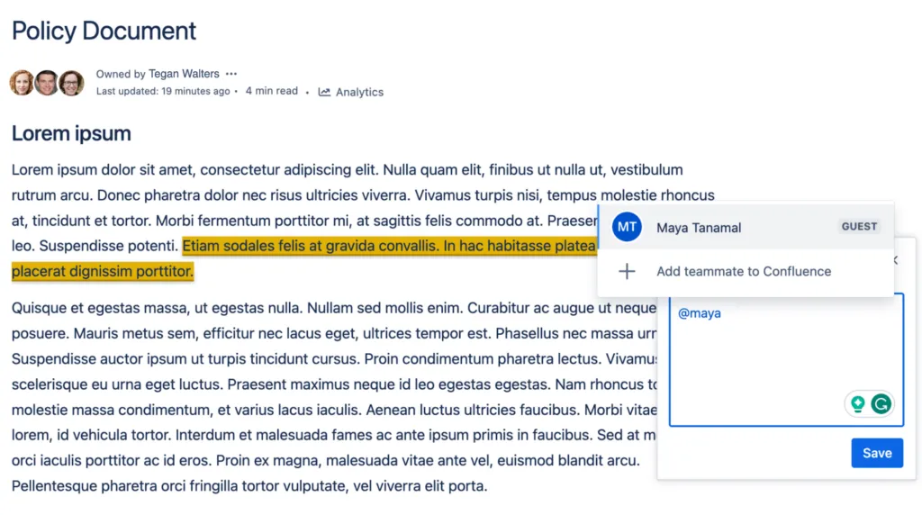 Abb. 8 draw.io in Confluence und Jira - Teamkolleg*innen mittels der @-mention-Funktion erwähnen