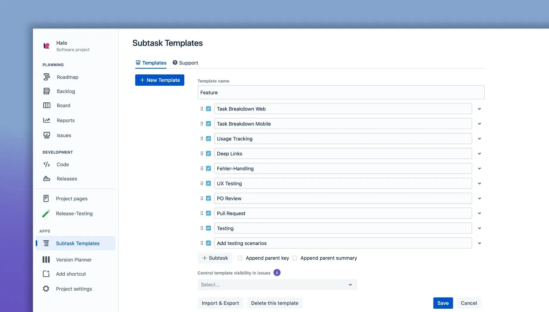 Easy Issue & Subtask Templates für Jira Cloud