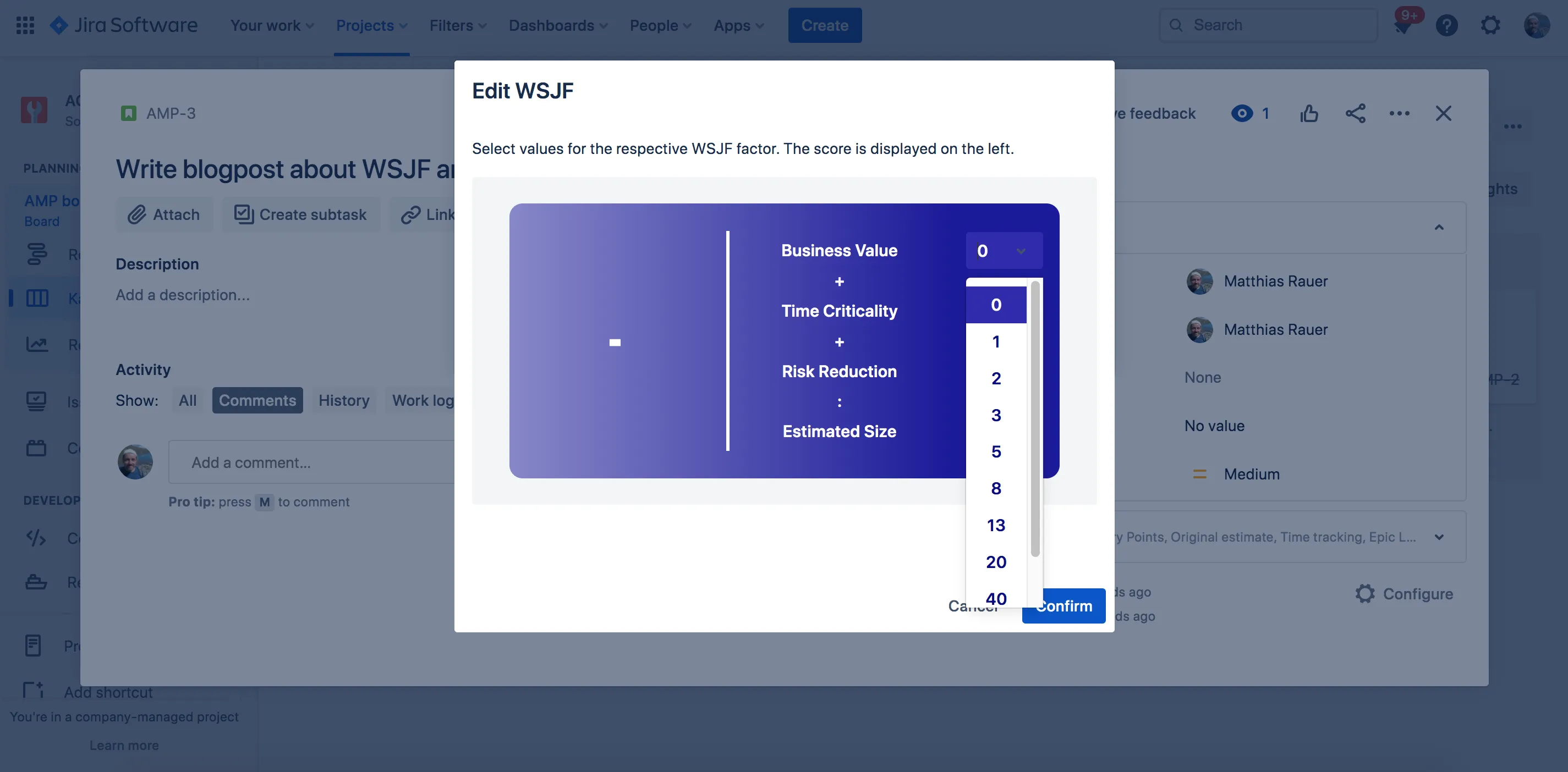 WSJF Jira