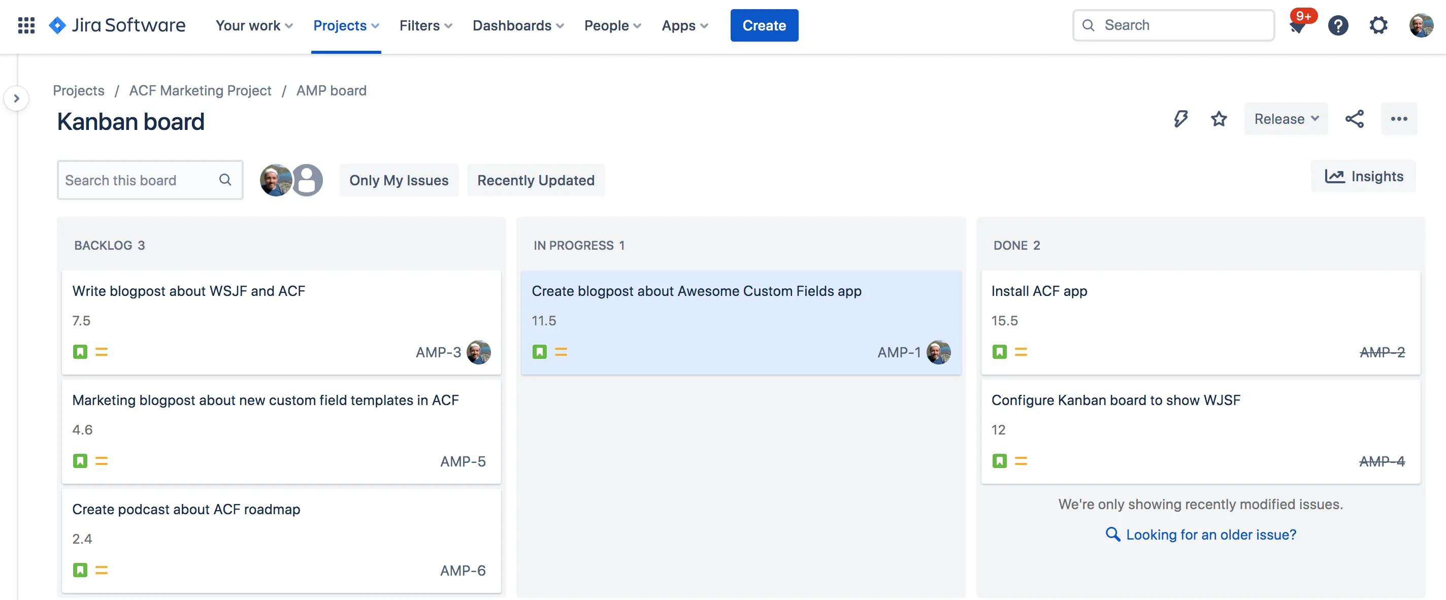 WSJF Kanban Board