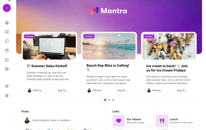 mantra intranet news posts