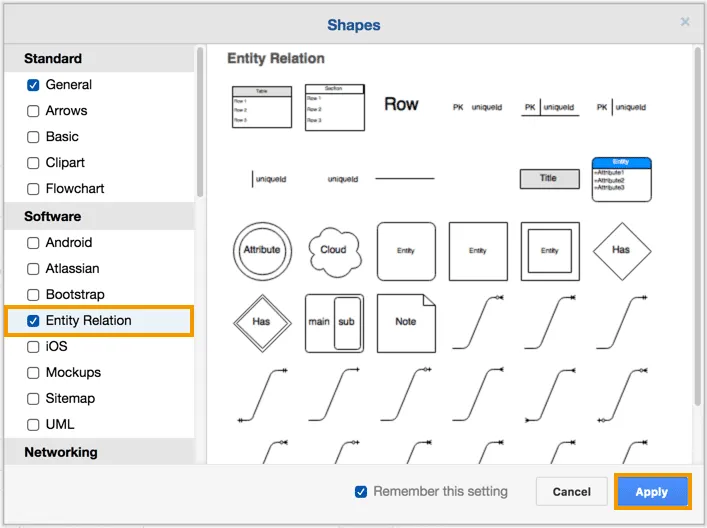 Abb. 8 ER-Diagramme mit draw.io: Weg zur Entity Relation Bibliothek in draw.io