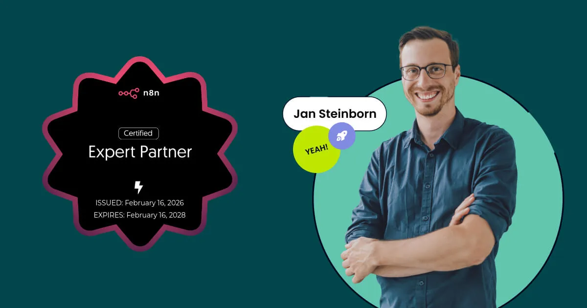 Sprich mit unserem n8n-Experten Jan Steinborn über die Automatisierungspotenziale in deinem Unternehmen.